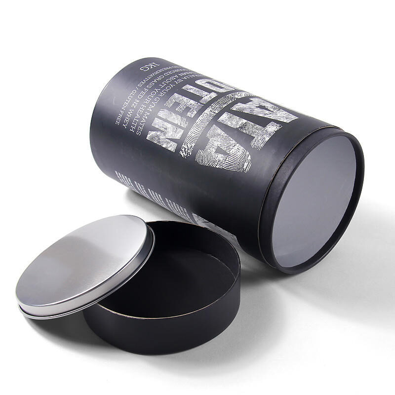Black Cylindrical Paper Tube Container for Packaging - Image 2