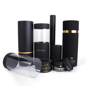 Black Gift Round Cardboard Cylinder Paper Tube